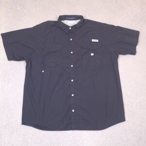 Columbia PFG Bonehead Fishing Shirt Mens XXL Black Short Sleeve Cotton